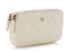 Chanel Small White Quilted Caviar Clutch with Chain