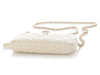 Chanel Small White Quilted Caviar Clutch with Chain