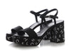 Chanel Black and Silver Crystal Platform Sandals