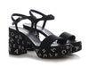 Chanel Black and Silver Crystal Platform Sandals