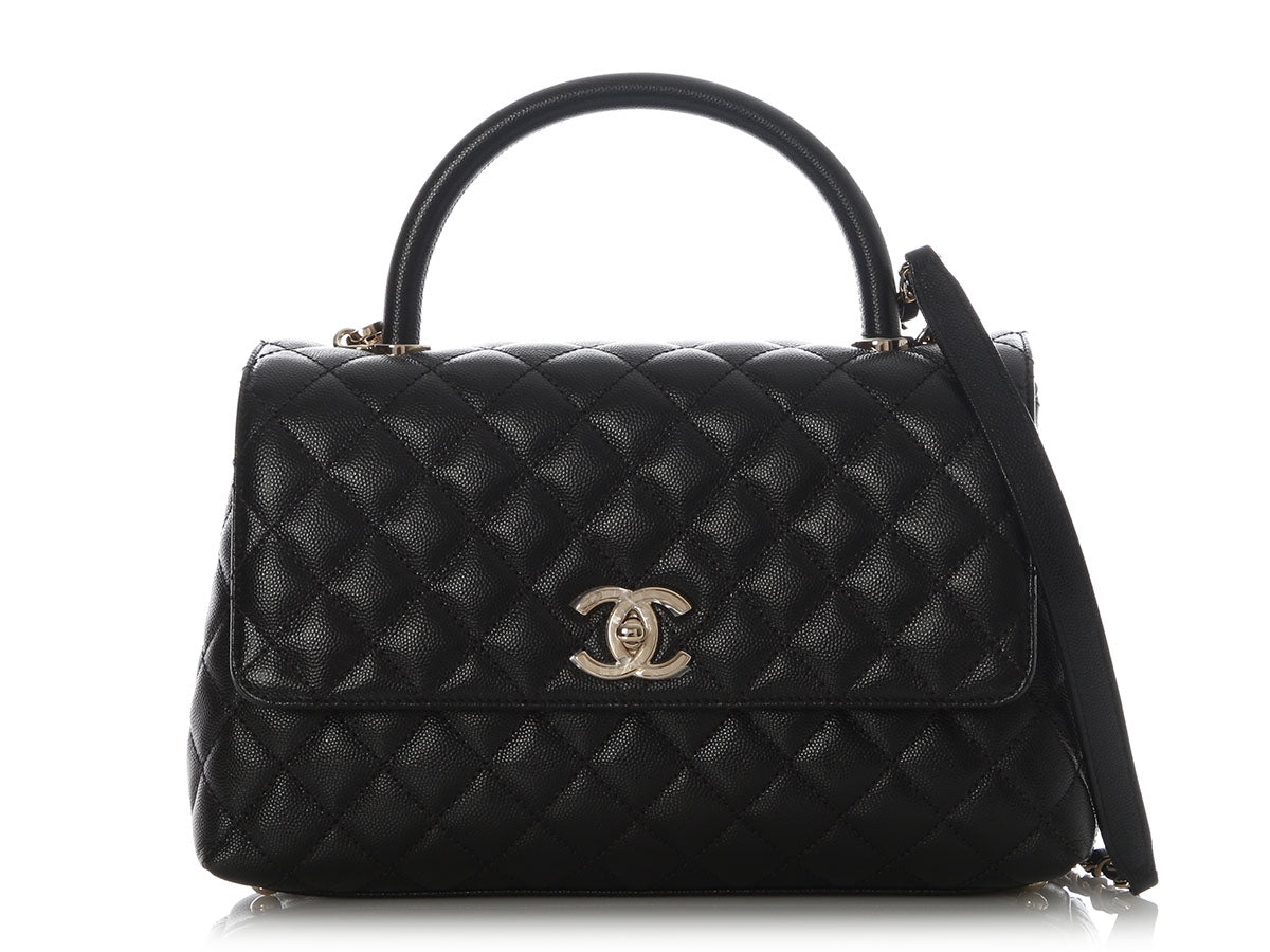 Chanel Small Black Quilted Caviar Coco Handle