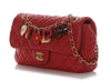 Chanel Medium Red Quilted Lambskin Marine Charm Flap