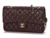 Chanel Medium/Large Burgundy Quilted Caviar Classic Double Flap