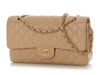 Chanel Medium/Large Beige Clair Quilted Caviar Classic Double Flap