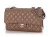 Chanel Medium/Large Dark Beige Quilted Caviar Classic Double Flap