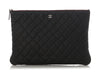 Chanel Large Black Quilted Caviar Pouch