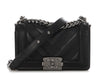 Chanel Small Black Chevron-Quilted Calfskin Boy Bag