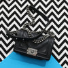 Chanel Small Black Chevron-Quilted Calfskin Boy Bag
