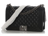 Chanel New Medium Quilted Caviar Black Boy Bag
