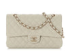 Chanel Medium/Large White Quilted Shiny Caviar Classic Double Flap