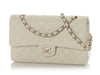 Chanel Medium/Large White Quilted Shiny Caviar Classic Double Flap