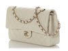 Chanel Medium/Large White Quilted Shiny Caviar Classic Double Flap