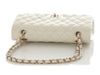 Chanel Medium/Large White Quilted Shiny Caviar Classic Double Flap