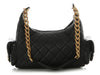 Chanel Small Black Quilted Shiny Lambskin Trendy Pockets Hobo