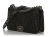 Chanel Old Medium Black Whipstitch Quilted Calfskin Boy Bag