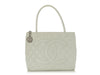 Chanel White Quilted Caviar Medallion Tote