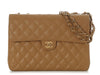 Chanel Vintage Jumbo Beige Quilted Caviar Classic Single Flap