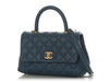 Chanel Mini Blue Quilted Caviar Coco Handle