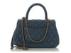 Chanel Mini Blue Quilted Caviar Coco Handle