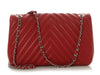 Chanel Jumbo Red Chevron-Quilted Lambskin Classic Single Flap