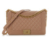 Chanel New Medium Beige Quilted Caviar Boy Bag