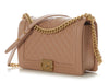 Chanel New Medium Beige Quilted Caviar Boy Bag