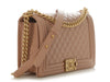 Chanel New Medium Beige Quilted Caviar Boy Bag