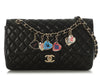 Chanel Medium Black Quilted Lambskin Valentine Charm Flap