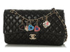 Chanel Medium Black Quilted Lambskin Valentine Charm Flap