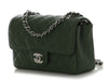 Chanel Mini Dark Green Quilted Caviar Classic