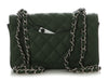 Chanel Mini Dark Green Quilted Caviar Classic
