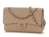 Classic Medium/Large Beige Quilted Caviar Classic Double Flap