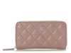 Chanel Medium Nude Pink Quilted Caviar Classic Zip Wallet