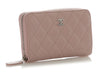 Chanel Medium Nude Pink Quilted Caviar Classic Zip Wallet