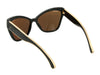 Chanel Black and Gold Mirrored Cat Eye Sunglasses