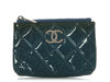 Chanel Blue Quilted Patent Coin Purse