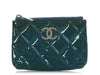 Chanel Blue Quilted Patent Coin Purse