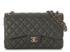 Chanel Jumbo Dark Gray Quilted Lambskin Classic Double Flap