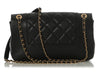 Chanel Medium Black Part-Quilted Calfskin Mademoiselle Flap