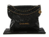 Chanel Black Quilted Shiny Calfskin 22