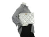 Chanel Large Metallic Silver Quilted Lambskin O Case