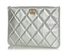 Chanel Large Metallic Silver Quilted Lambskin O Case