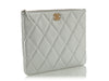 Chanel Large Metallic Silver Quilted Lambskin O Case