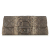 Chanel Beige Snake-Embossed Leather Clutch