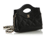 Chanel Black Part-Quilted Shiny Calfskin Nano Bag