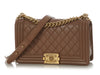 Chanel Old Medium Brown Quilted Lambskin Boy Bag