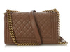 Chanel Old Medium Brown Quilted Lambskin Boy Bag