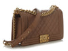 Chanel Old Medium Brown Quilted Lambskin Boy Bag