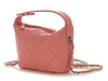 Chanel Small Pink Quilted Caviar Hobo Clutch