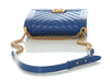 Chanel Old Medium Cobalt Blue Chevron-Quilted Caviar Boy Bag